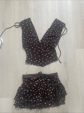 Windsor Brown and White Polka Dot Two-Piece Set